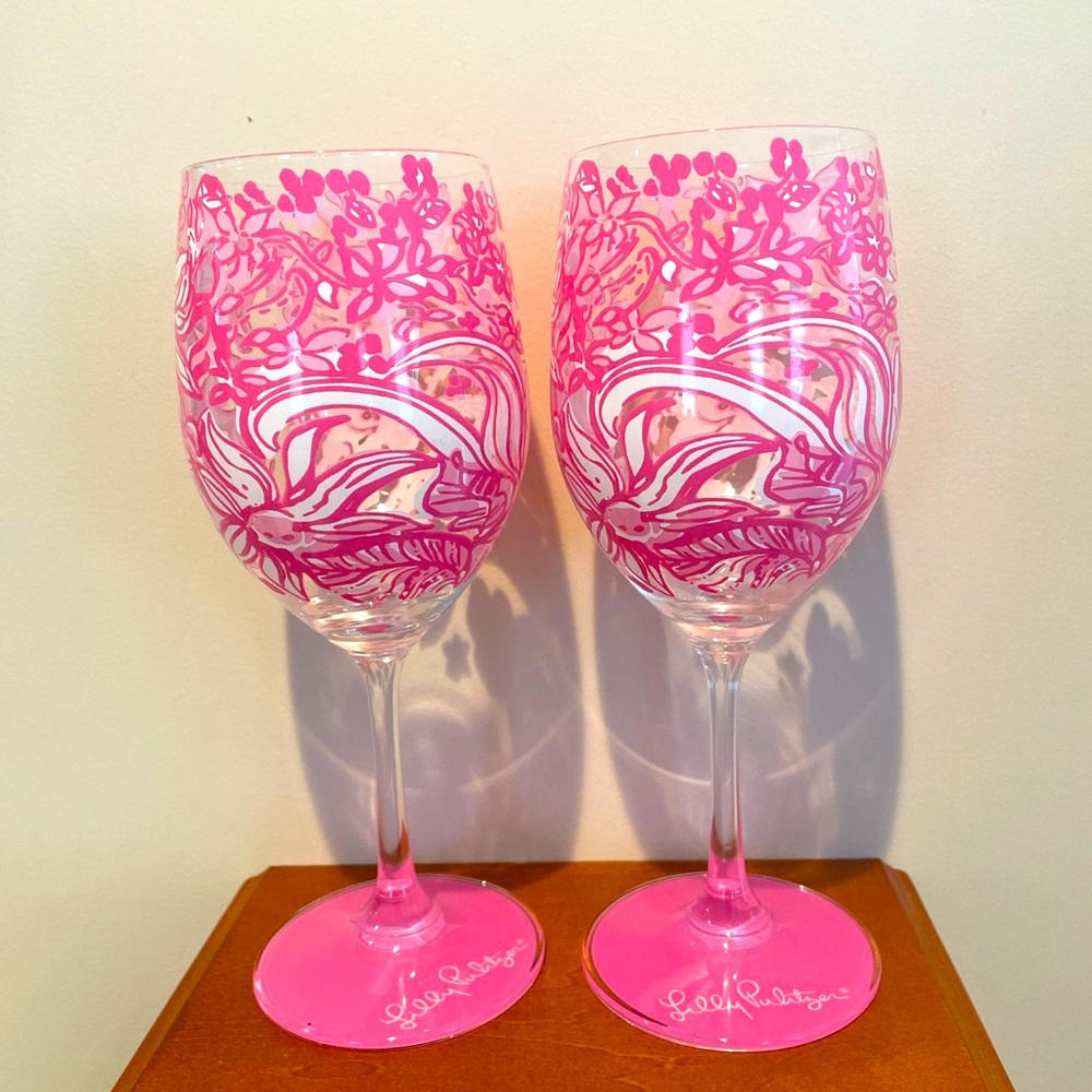 Set of lily pulitzer wine glasses